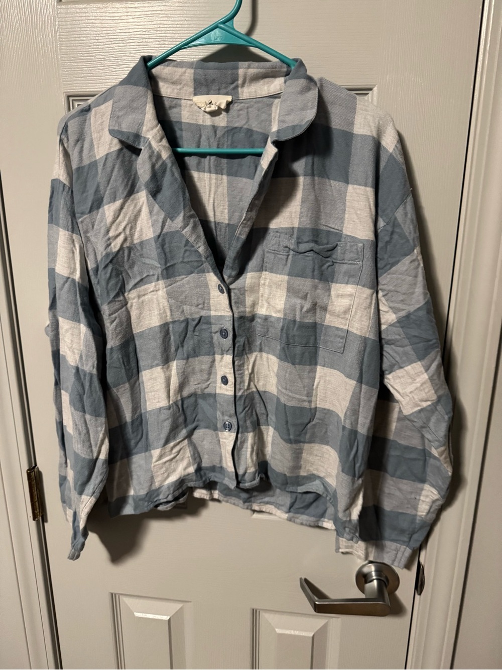 Lou & Grey Blue and White Plaid Button-Down Shirt